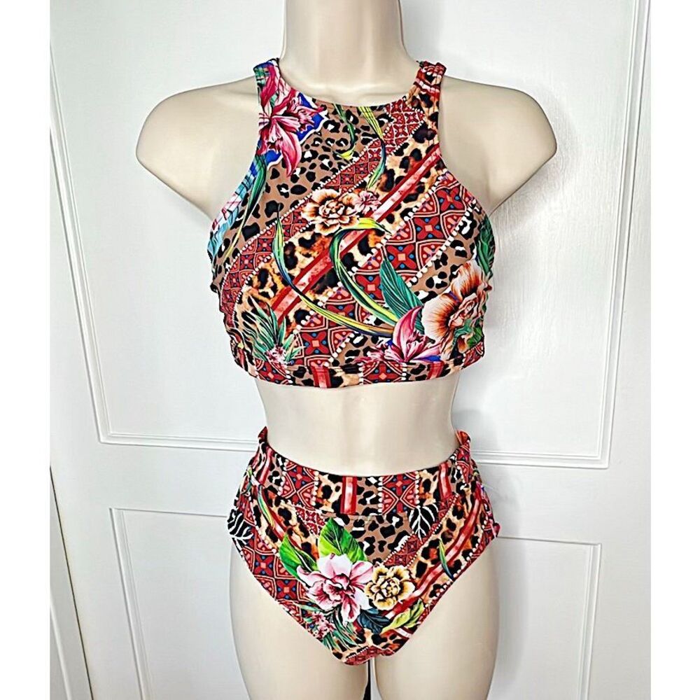 Venus Floral Animal Print Bikini High Waisted Nwot Size 6
